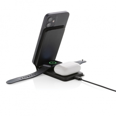 Logo trade business gifts image of: Swiss Peak RCS rPU 15W  3-in-1 magnetic wireless charger