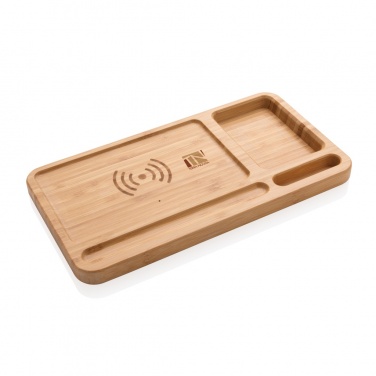 Logotrade promotional giveaway picture of: Bamboo desk organiser 5W wireless charger