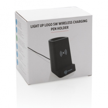 Logo trade advertising product photo of: Light up logo 5W wireless charging pen holder