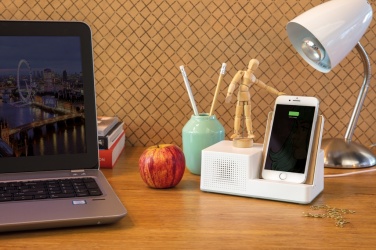 Logo trade corporate gift photo of: Ontario 5W wireless charger with speaker
