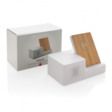 Logo trade corporate gifts image of: Ontario 5W wireless charger with speaker