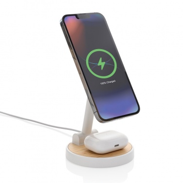 Logo trade business gift photo of: Ontario RCS rplastic 15W magnetic charging 2 in 1 stand