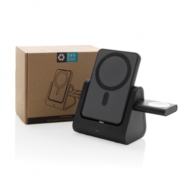 Logo trade corporate gifts image of: Powerbase RCS recycled plastic 3 in 1 charger with powerbank