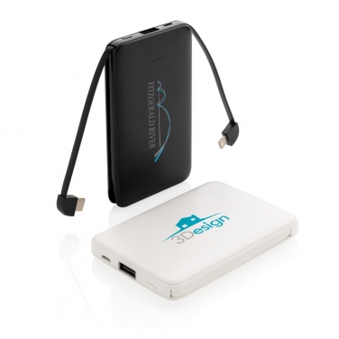 Logotrade promotional giveaway picture of: 5.000 mAh Pocket Powerbank with integrated cables