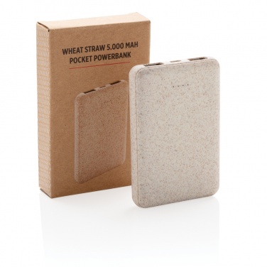 Logotrade promotional giveaways photo of: Wheat Straw 5.000 mAh Pocket Powerbank