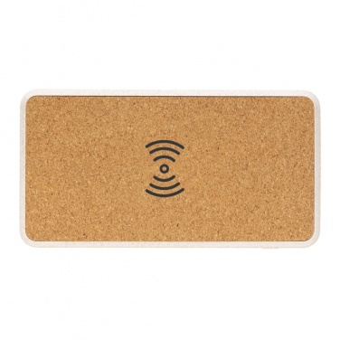Logo trade promotional products image of: Cork and Wheat Straw 8.000 mAh 5W wireless powerbank