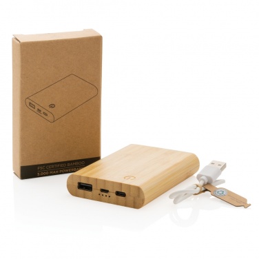 Logotrade promotional product picture of: Bamboo 5.000 mAh powerbank