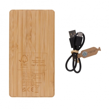 Logo trade promotional gifts image of: Sunwick 10.000 mAh Bamboo solar powerbank