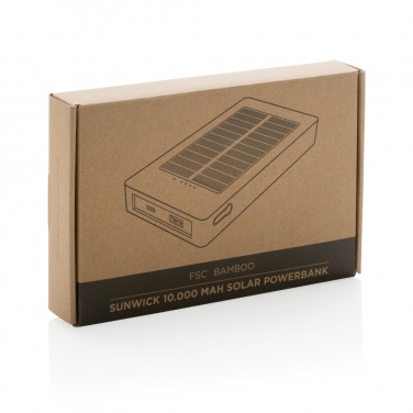 Logo trade promotional gifts picture of: Sunwick 10.000 mAh Bamboo solar powerbank