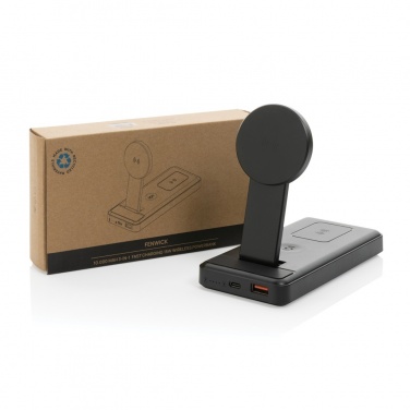 Logo trade promotional giveaway photo of: Fenwick RCS recycled plastic 10000mah  3 in 1 fast powerbank