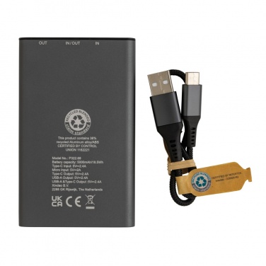Logotrade advertising product image of: Terra RCS recycled aluminium powerbank 5.000 mAh