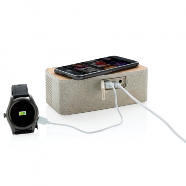 Logotrade corporate gift picture of: Wheatstraw wireless charging speaker