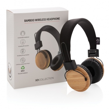 Logo trade advertising products picture of: Bamboo wireless headphone