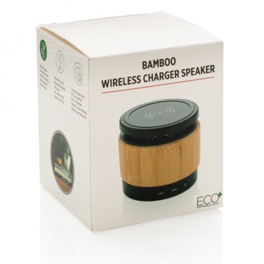 Logotrade promotional item picture of: Bamboo wireless charger speaker