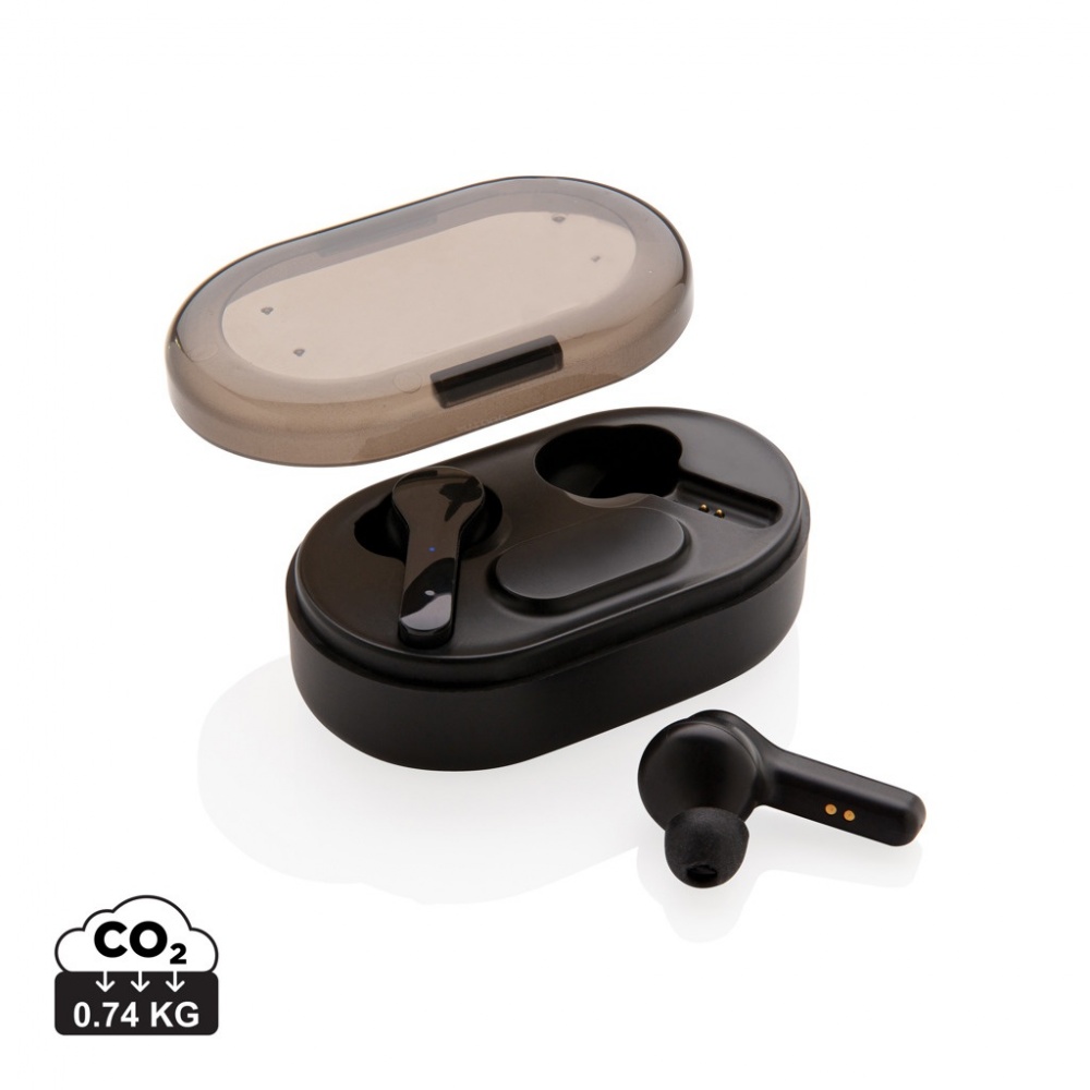 Logo trade advertising product photo of: Light up logo TWS earbuds in charging case