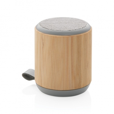 Logo trade promotional giveaways picture of: Bamboo and fabric 3W wireless speaker