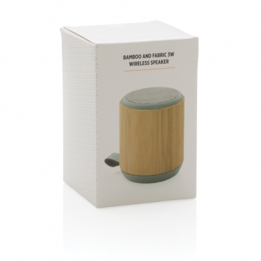 Logotrade promotional item image of: Bamboo and fabric 3W wireless speaker