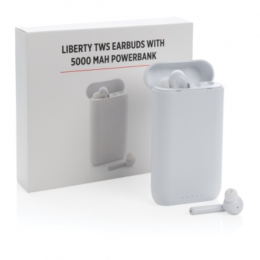 Logo trade business gifts image of: Liberty TWS earbuds with 5.000 mAh powerbank