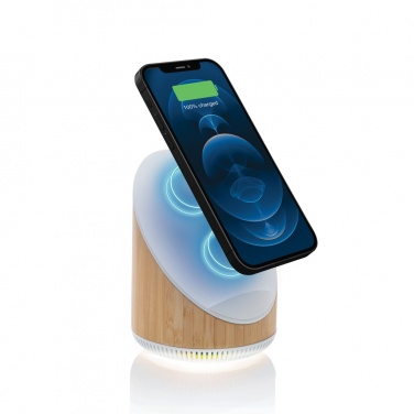 Logo trade corporate gift photo of: Ovate bamboo 5W speaker with 15W wireless charger