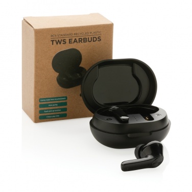 Logo trade promotional giveaways image of: RCS standard recycled plastic TWS earbuds