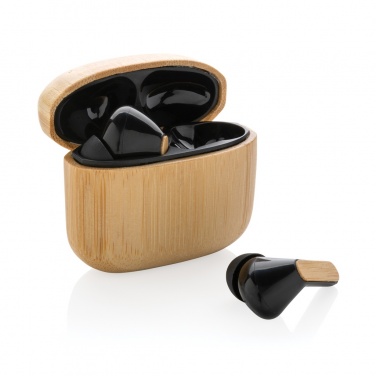 Logo trade advertising products image of: Bamboo TWS earbuds with RCS recycled plastic