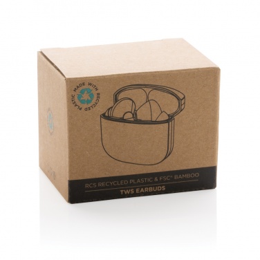 Logo trade promotional merchandise picture of: Bamboo TWS earbuds with RCS recycled plastic