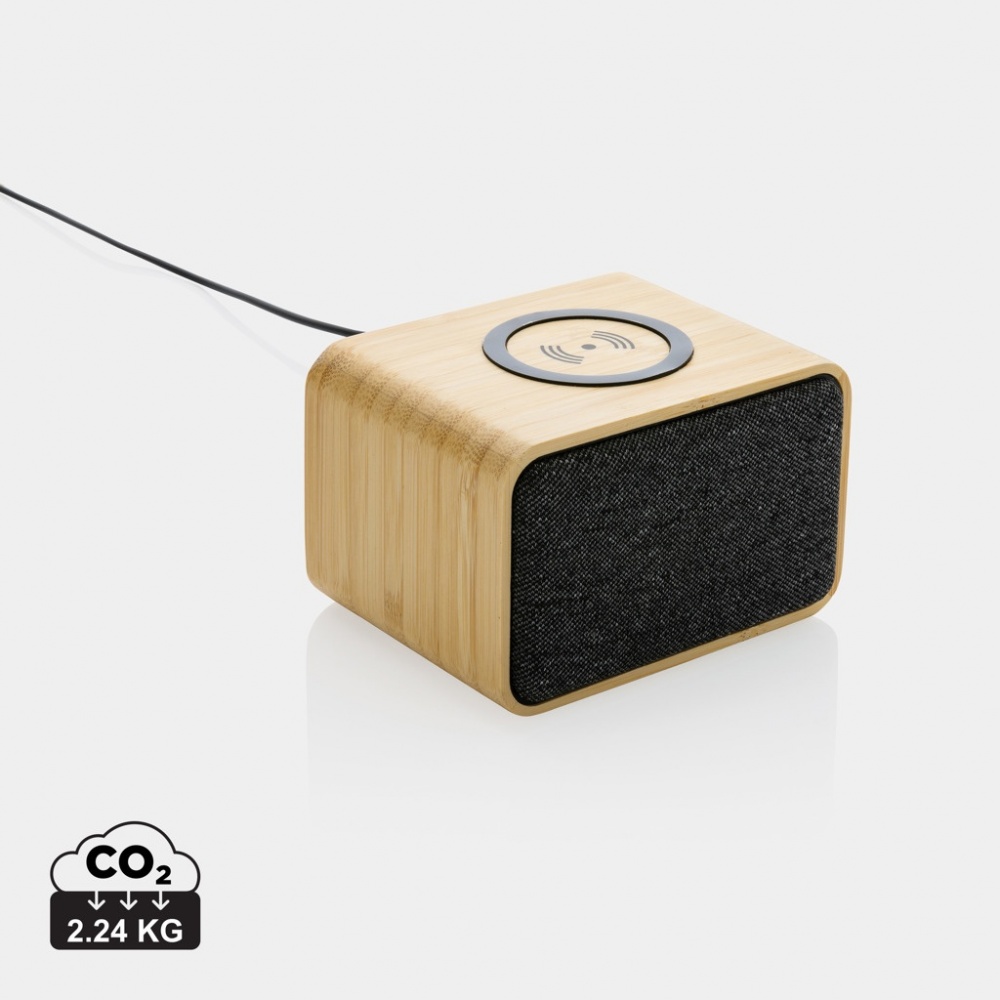 Logotrade corporate gift picture of: RCS Rplastic 3W speaker with bamboo 5W wireless