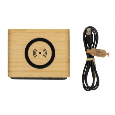 Logotrade promotional gift picture of: RCS Rplastic 3W speaker with bamboo 5W wireless