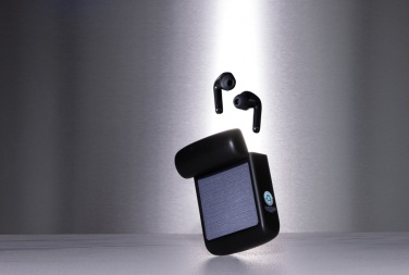 Logo trade advertising products picture of: Skywave RCS recycled plastic solar earbuds