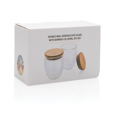 Logotrade advertising product image of: Double wall borosilicate glass with bamboo lid 250ml 2pc set
