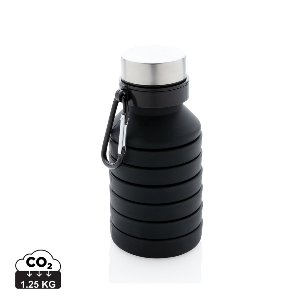 Logo trade business gift photo of: Leakproof collapsible silicone bottle with lid