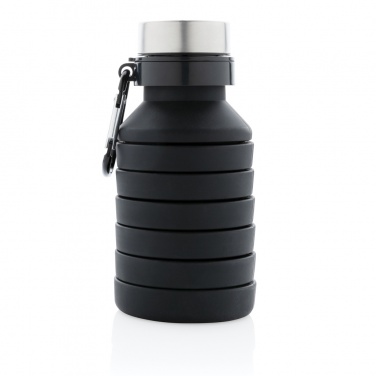 Logo trade business gifts image of: Leakproof collapsible silicone bottle with lid