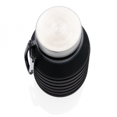 Logo trade business gifts image of: Leakproof collapsible silicone bottle with lid