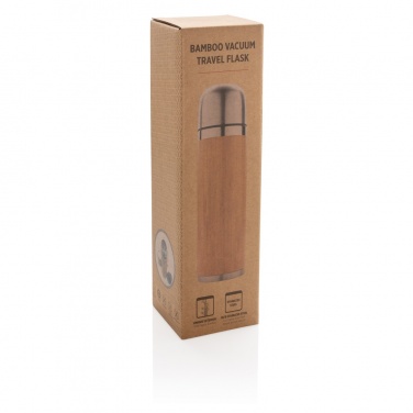 Logo trade promotional giveaways image of: Bamboo vacuum travel flask