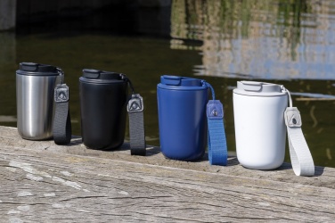 Logo trade promotional gifts image of: Cuppa RCS re-steel vacuum tumbler with lanyard