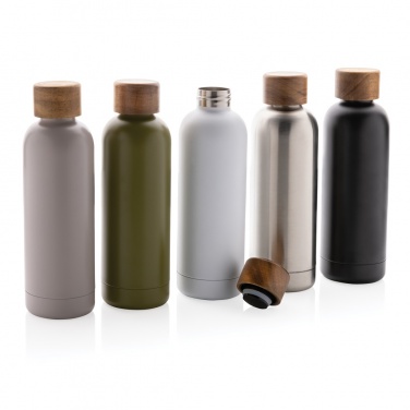 Logo trade advertising product photo of: Wood RCS certified recycled stainless steel vacuum bottle