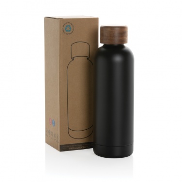 Logo trade promotional gifts image of: Wood RCS certified recycled stainless steel vacuum bottle