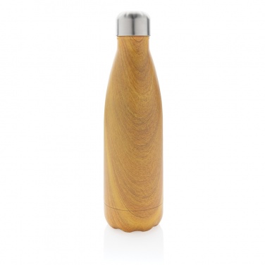 Logo trade promotional merchandise picture of: Vacuum insulated stainless steel bottle with wood print