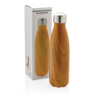 Logo trade advertising products picture of: Vacuum insulated stainless steel bottle with wood print