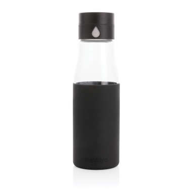 Logo trade promotional merchandise picture of: Ukiyo glass hydration tracking bottle with sleeve