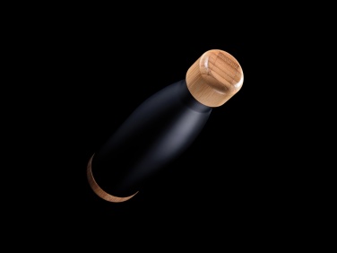 Logo trade promotional gifts image of: Vacuum stainless steel bottle with bamboo lid and bottom