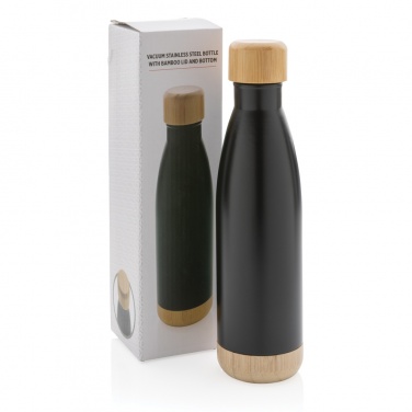 Logotrade promotional items photo of: Vacuum stainless steel bottle with bamboo lid and bottom