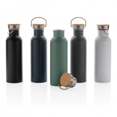 Logo trade business gifts image of: Modern stainless steel bottle with bamboo lid