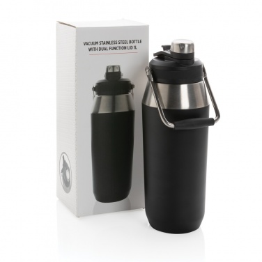 Logo trade promotional merchandise image of: Vacuum stainless steel dual function lid bottle 1L