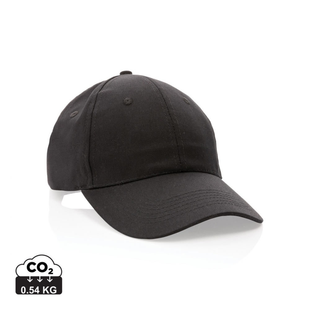 Logo trade business gifts image of: Impact 6 panel 190gr Recycled cotton cap with AWARE™ tracer