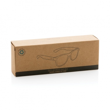 Logo trade promotional giveaways image of: Bamboo and RCS recycled plastic sunglasses