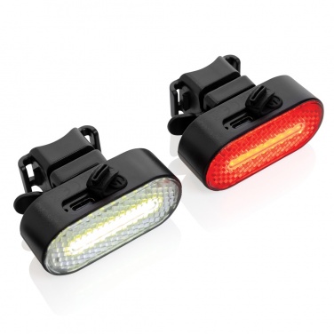 Logotrade promotional merchandise picture of: Lumino RCS recycled plastic USB re-chargeable bike light set
