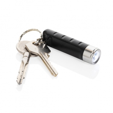 Logo trade business gifts image of: Globix RCS recycled plastic USB re-chargeable keychain torch