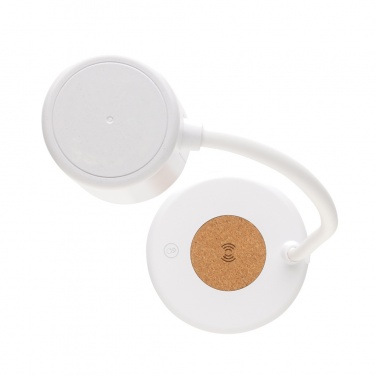 Logo trade promotional item photo of: Zenara RCS recycled plastic and cork 15W wireless desk lamp