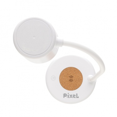 Logo trade promotional items image of: Zenara RCS recycled plastic and cork 15W wireless desk lamp